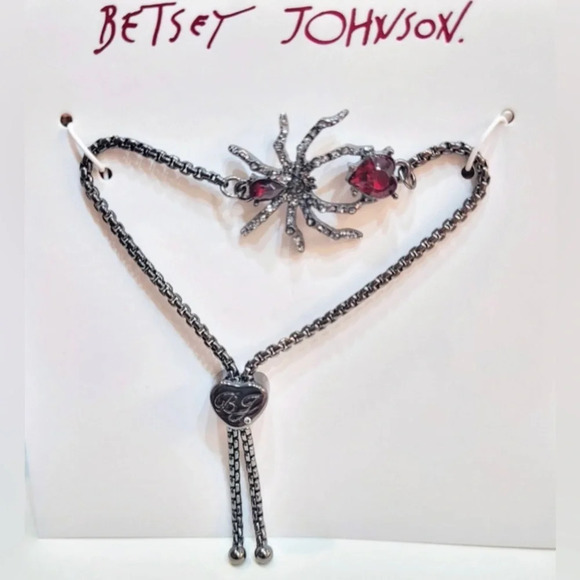 BETSEY JOHNSON SET 5-Piece Halloween Spider Bracelet Necklace Ring Earrings NWT - Picture 3 of 16